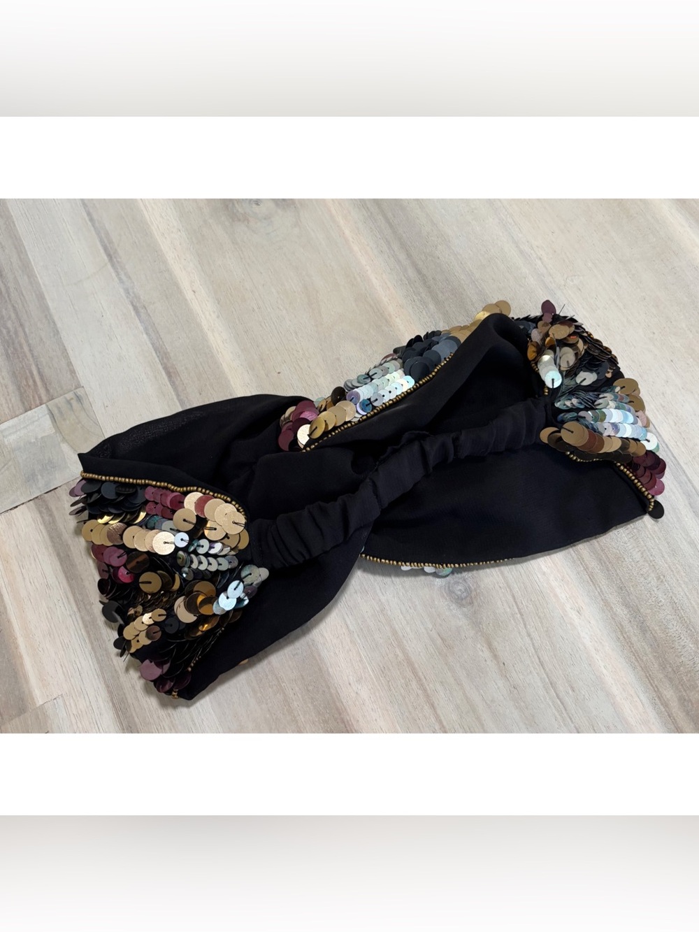 Zara Accessories Size S-M Sequins Knotted Stretch Headband Turban - Picture 9 of 9